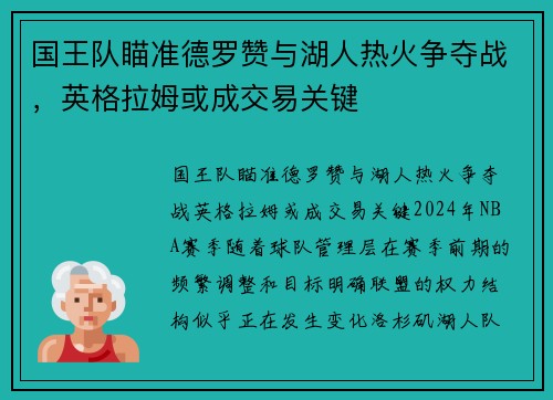 国王队瞄准德罗赞与湖人热火争夺战，英格拉姆或成交易关键