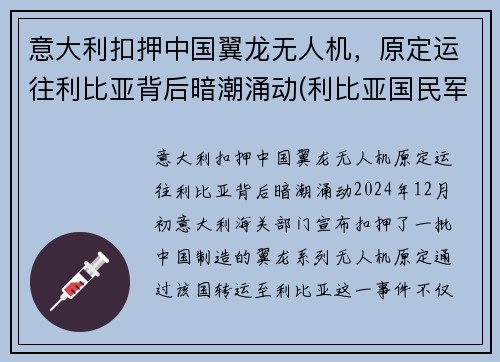 意大利扣押中国翼龙无人机，原定运往利比亚背后暗潮涌动(利比亚国民军翼龙无人机)